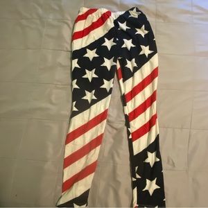 American Flag Print Leggings Size M/L